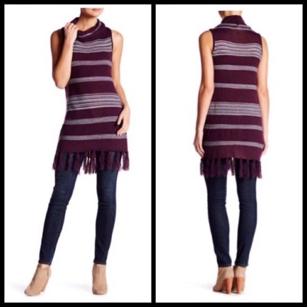šBB DAKOTAš Mercer Turtleneck Striped Fringe⦠- Picture 2 of 9